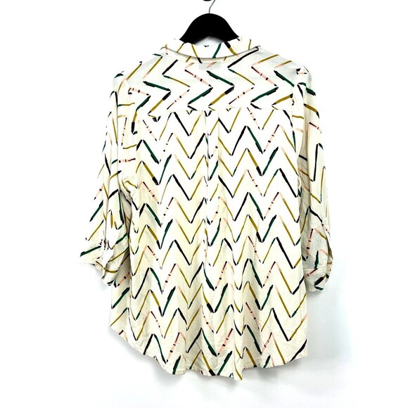 ModCloth Zag Sunny Spirit Women 1X Plus Size Top Cream Button Up Blouse Retro H4 - Picture 8 of 12